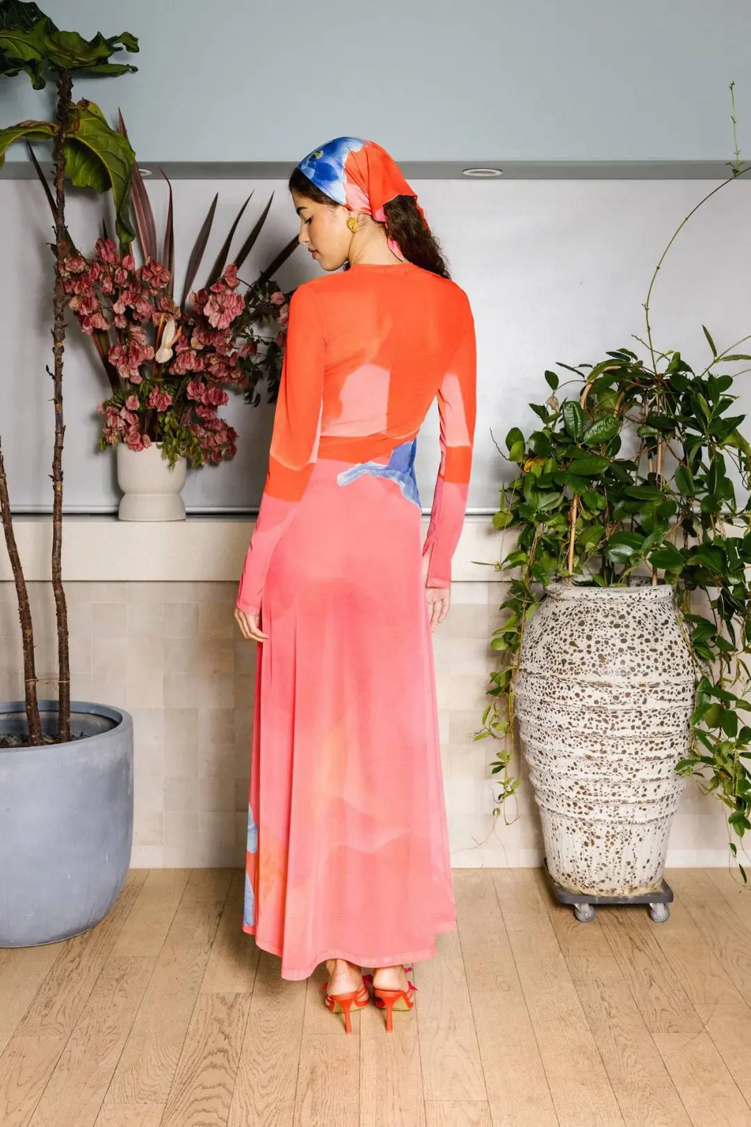 With Harper Lu Panel Maxi Dress Mesh Contrast Poppy Size M / AU 10 for rent on The Volte - main image