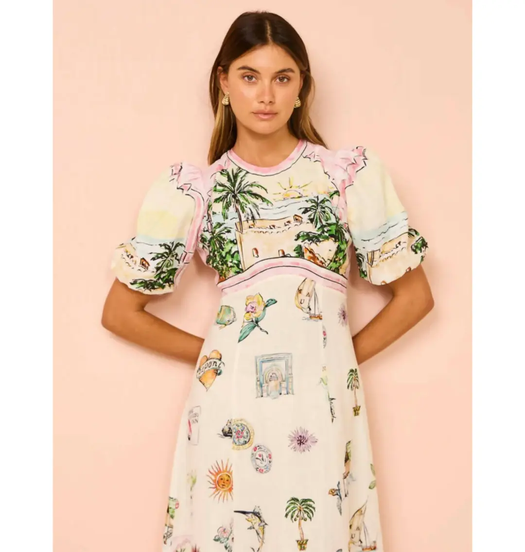 Alemais Sunset Midi Dress Print Size AU 10 for rent on The Volte - main image