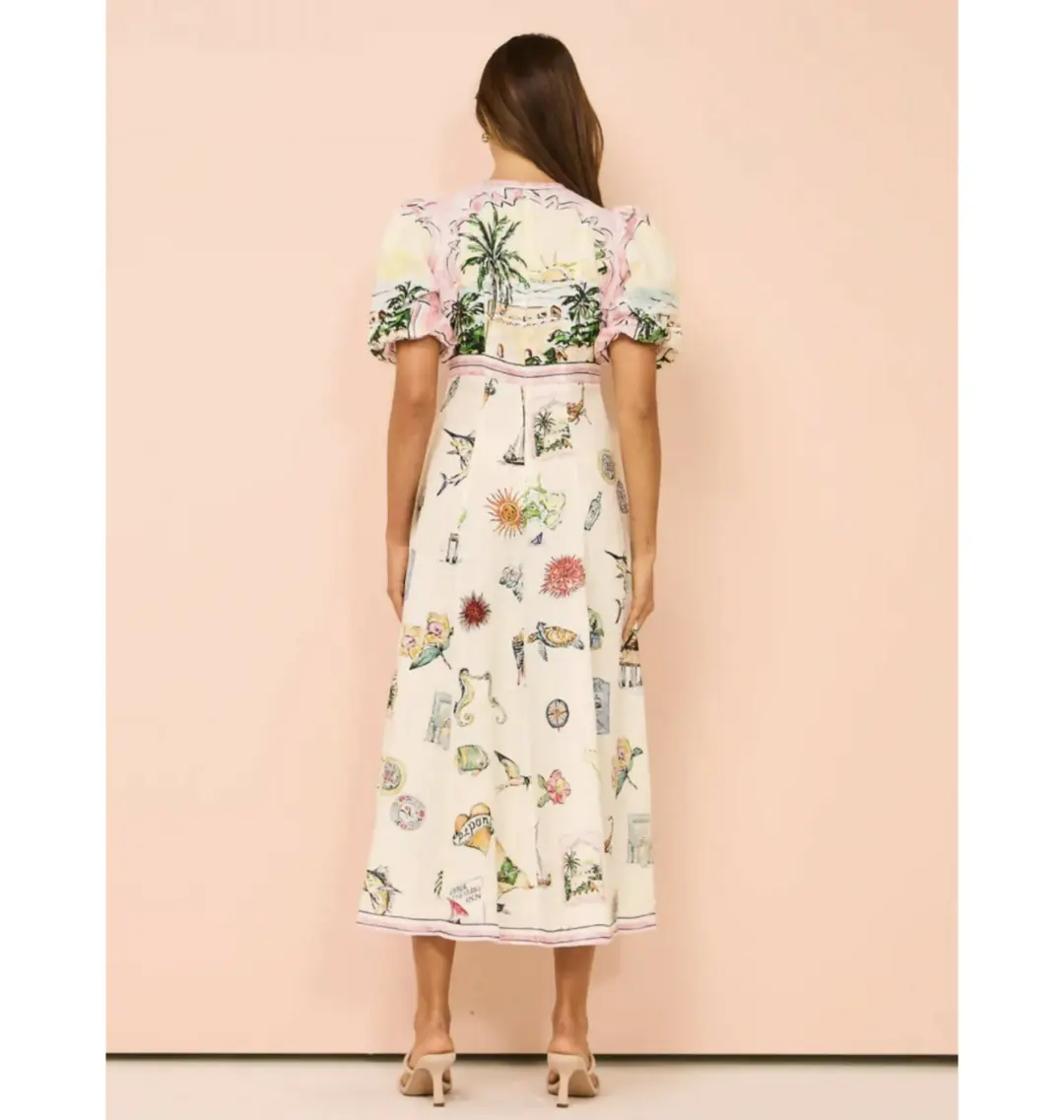 Alemais Sunset Midi Dress Print Size AU 10 for rent on The Volte - main image