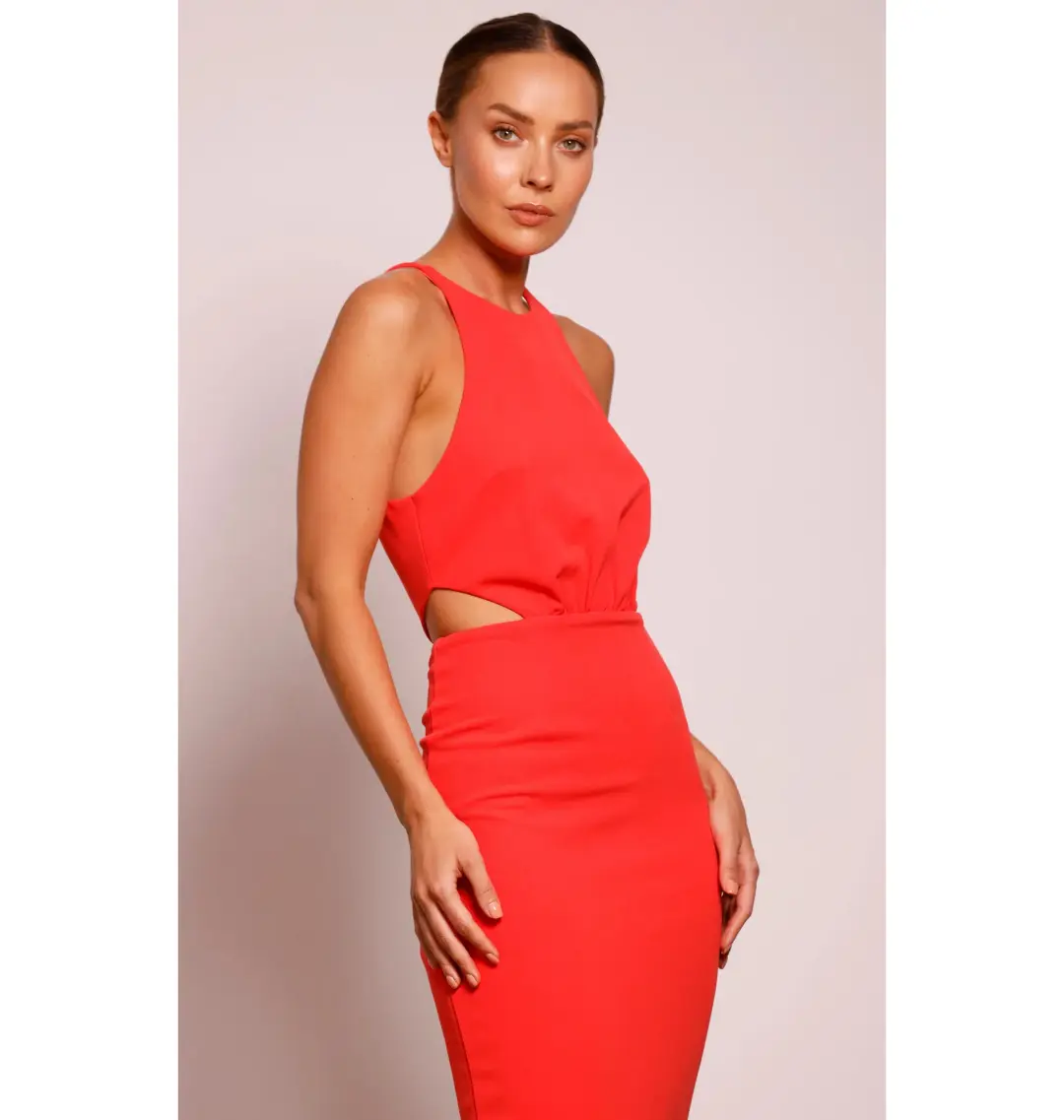 Pasduchas Kiss Up Midi Dress Coral Size AU 10 for rent on The Volte - main image