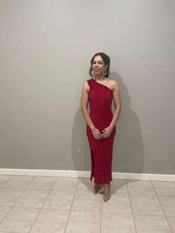 L’IDEE soirée pleaded one shoulder dress RED for rent on The Volte - image 3