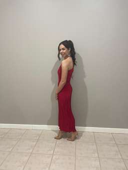 L’IDEE soirée pleaded one shoulder dress RED for rent on The Volte - image 2