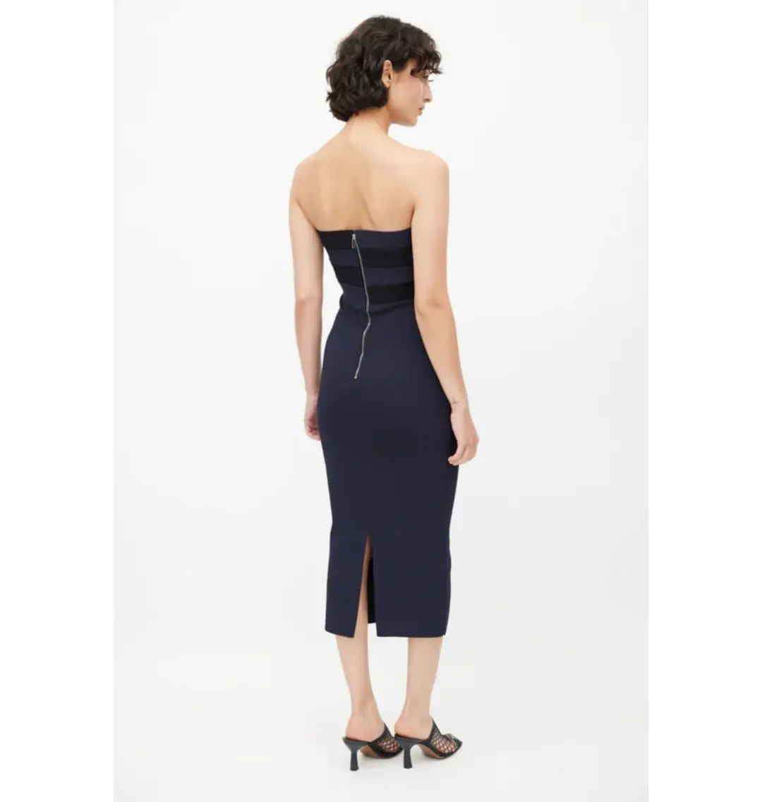 Dion Lee Interlock Bustier Strapless Midi Dress In Navy/Midnight Size XS / AU 6 for rent on The Volte - main image