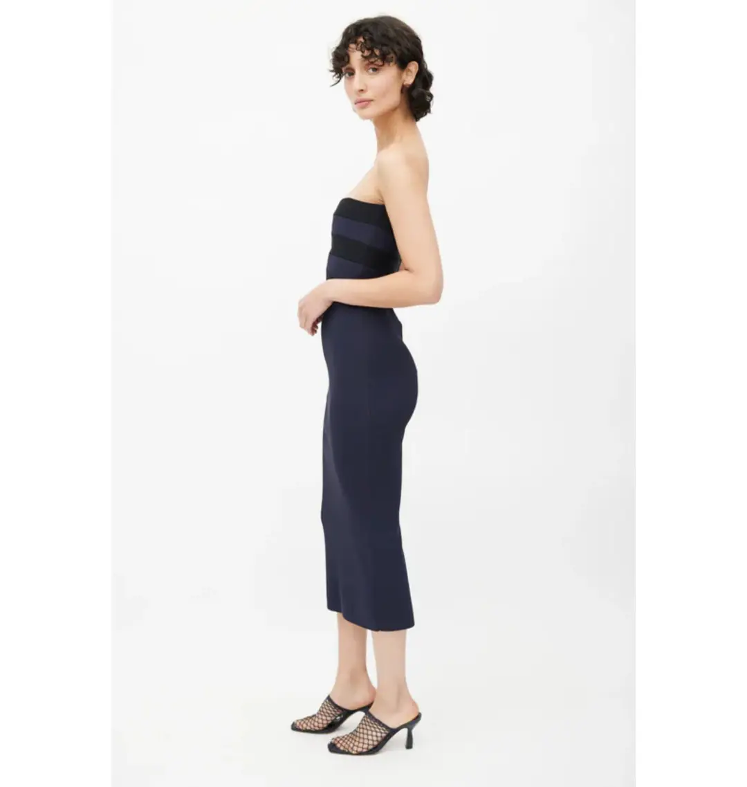 Dion Lee Interlock Bustier Strapless Midi Dress In Navy/Midnight Size XS / AU 6 for rent on The Volte - main image