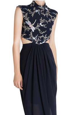 Carla Zampatti The Venus Diaphanous Gown Navy Size 4 for rent on The Volte - image 2