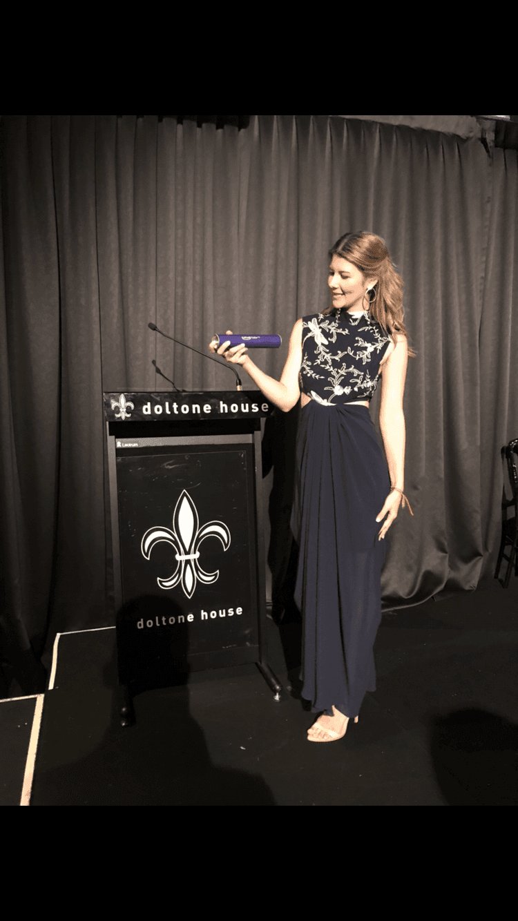 Carla Zampatti The Venus Diaphanous Gown Navy Size 4 for rent on The Volte - main image