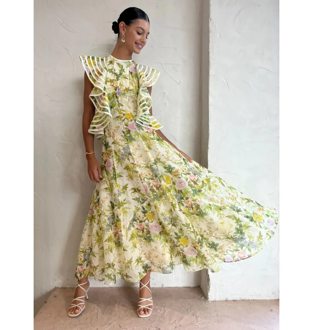 Alemais Eden Flounce Midi Dress Multi Size AU 16 for rent on The Volte - main image