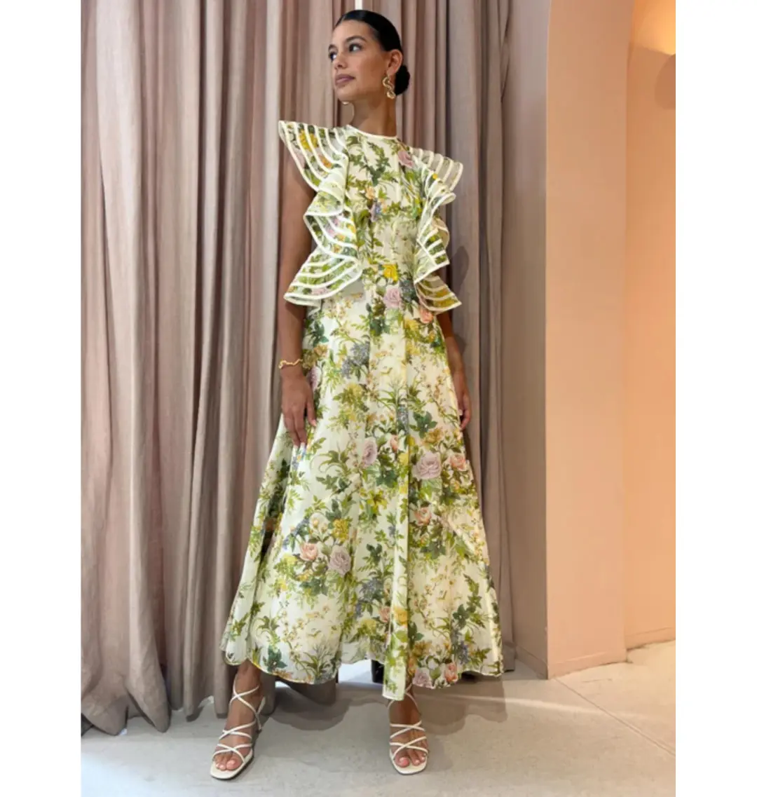 Alemais Eden Flounce Midi Dress Multi Size AU 16 for rent on The Volte - main image