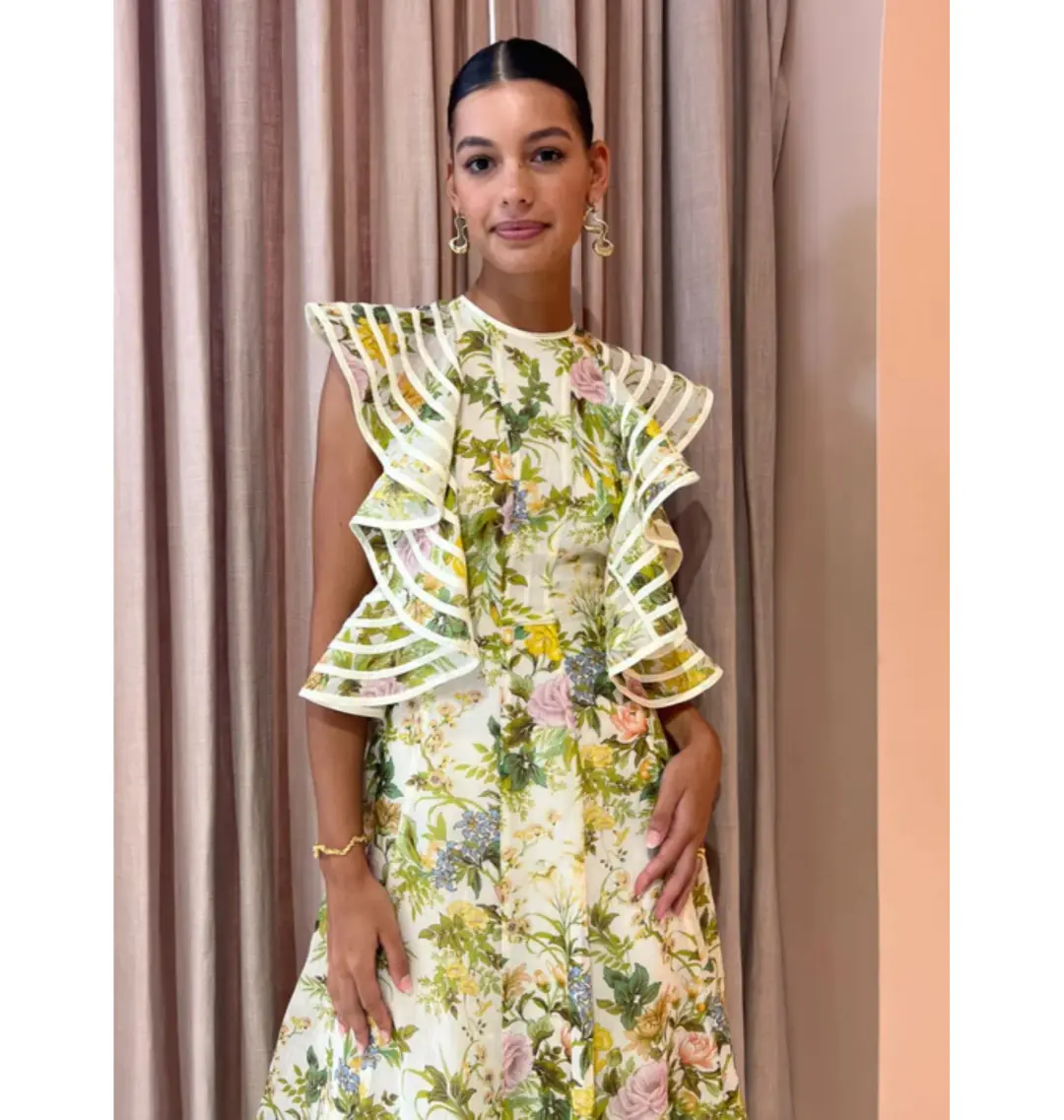 Alemais Eden Flounce Midi Dress Multi Size AU 16 for rent on The Volte - main image