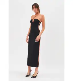 Paris Georgia Nassia Midi Dress Black/Orange Size XS/Au 8 for rent on The Volte - image 1