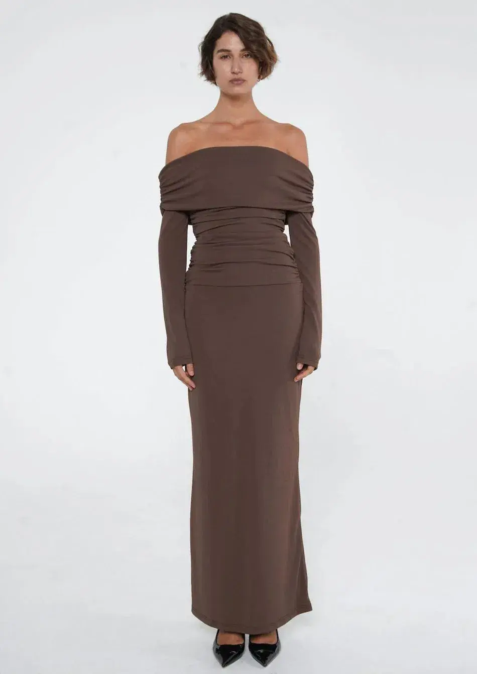 Benni Lorena Maxi Dress in Ash Brown Size 12 for rent on The Volte - main image