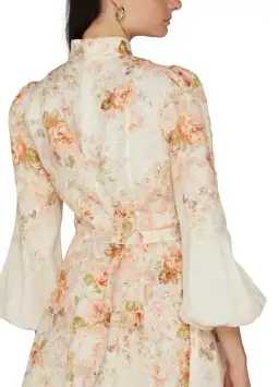 Zimmermann Illustration Buttoned Mini Dress Cream Rococo Floral Size 2 (AU12) for rent on The Volte - image 3
