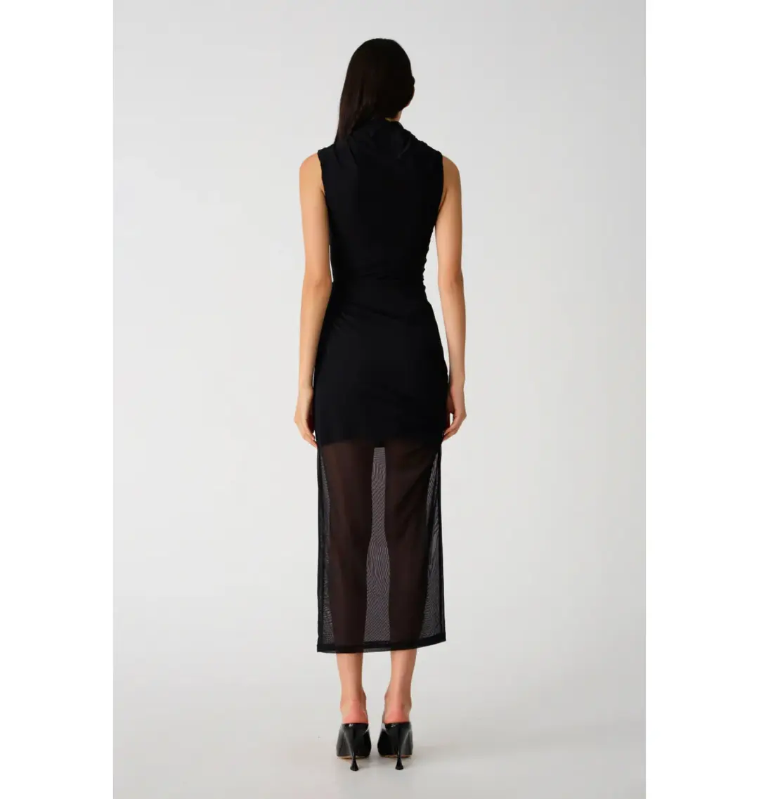 Misha Tillie Mesh Midi Dress in Black Size 6 for rent on The Volte - main image