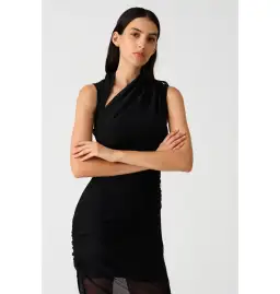 Misha Tillie Mesh Midi Dress in Black Size 6 for rent on The Volte - image 2