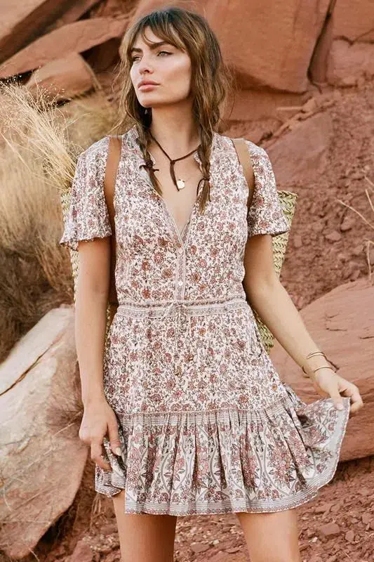 Spell and The Gypsy Jasmine Flutter Sleeve Playdress Floral Size 6 for rent on The Volte - main image