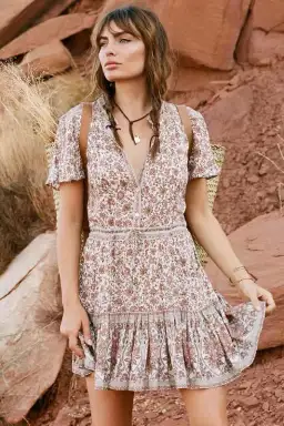 Spell and The Gypsy Jasmine Flutter Sleeve Playdress Floral Size 6 for rent on The Volte - image 1