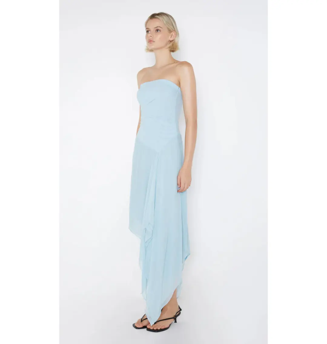Bec & Bridge Elzette Strapless Midi Dress in Dolphin Blue Size AU 8 for rent on The Volte - main image