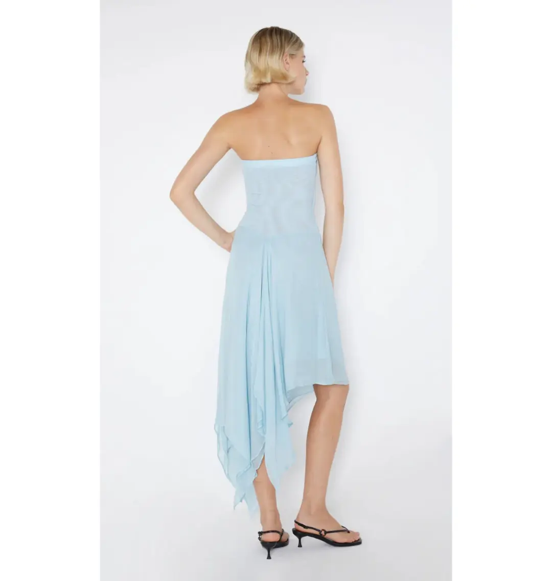 Bec & Bridge Elzette Strapless Midi Dress in Dolphin Blue Size AU 8 for rent on The Volte - main image