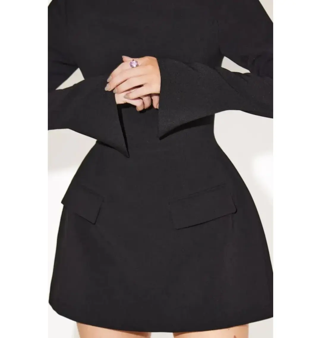 Odd Muse The Ultimate Muse Split Sleeve Mini Dress Black Size AU 10 for rent on The Volte - main image