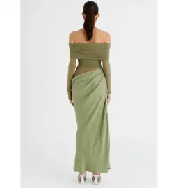 Benni Yasmin Off Shoulder Maxi Dress Pistachio Green Size AU 8 for rent on The Volte - image 2