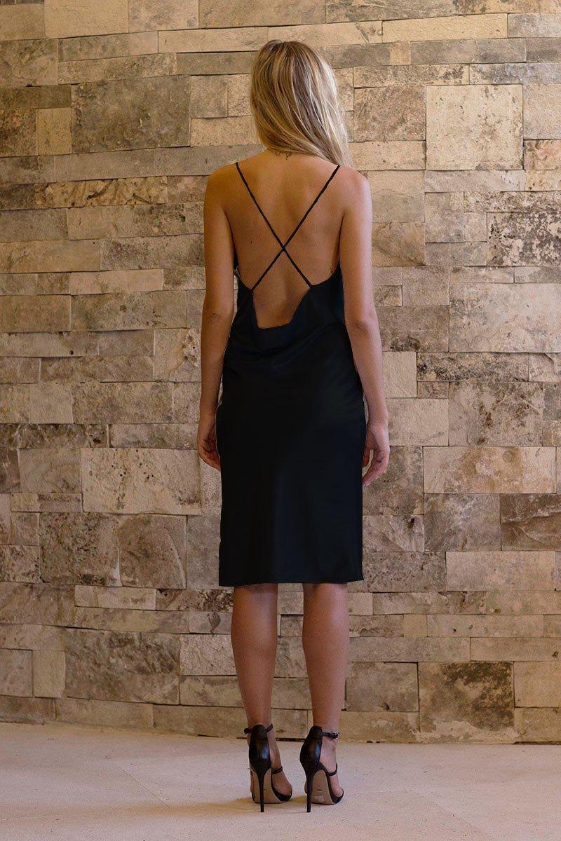 Maurie & Eve Black Silk Nitecap Dress Black Size 8 for rent on The Volte - main image