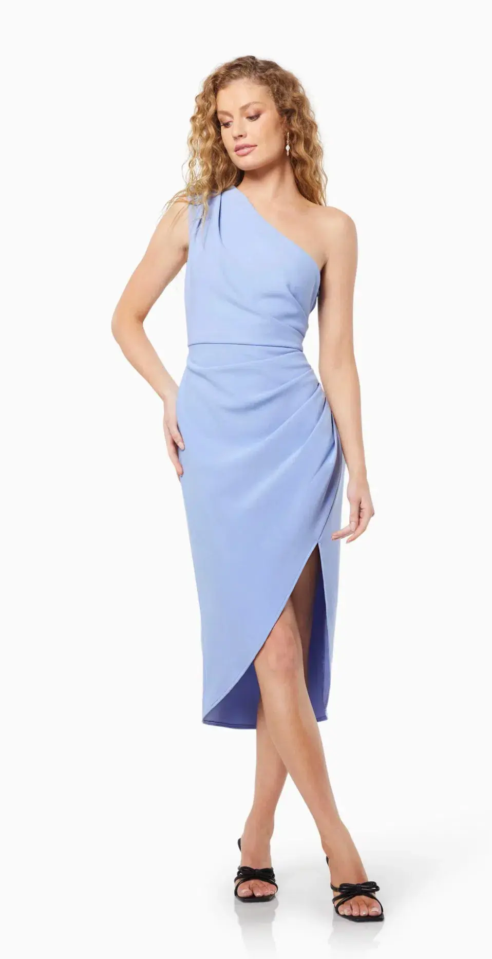 Elliatt One Shoulder Anita Midi Dress Cornflower Blue Size XS / AU 6 for rent on The Volte - main image