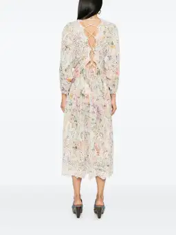 Zimmermann Halliday Embroidered Midi Dress Multi Watercolour Floral Size 1 / AU 10 for rent on The Volte - image 2