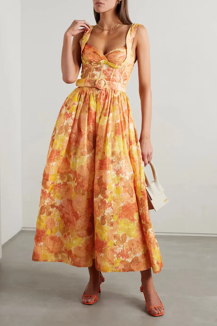 Zimmermann High Tide Picnic Midi Dress Citrus Ikat Floral Size 0 / 8 AU for rent on The Volte - main image