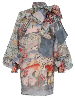 Zimmermann Illustration Billow Shift Mini Dress Eden Garden Size S / AU 8