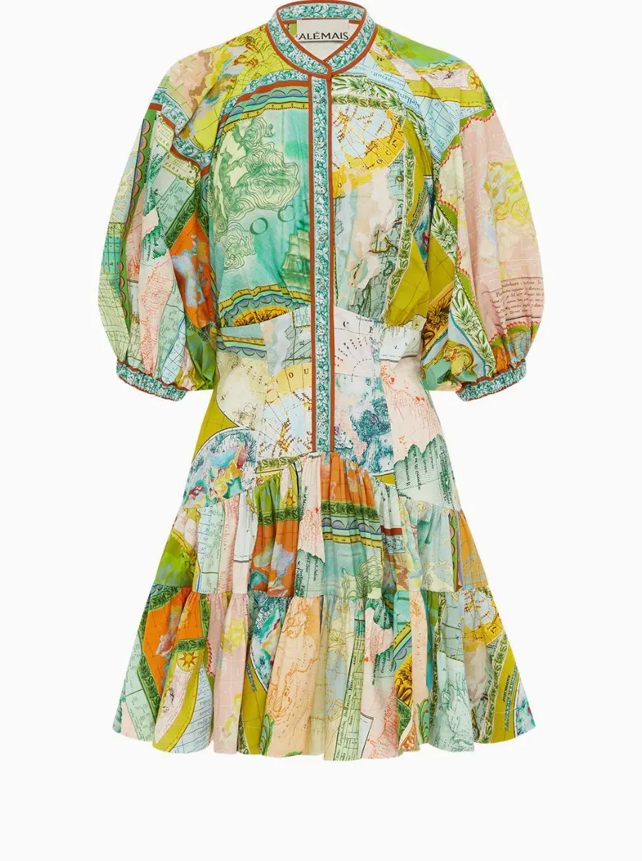 Alemais Atlas Mini Dress Green Multi Size 6 - Image 6