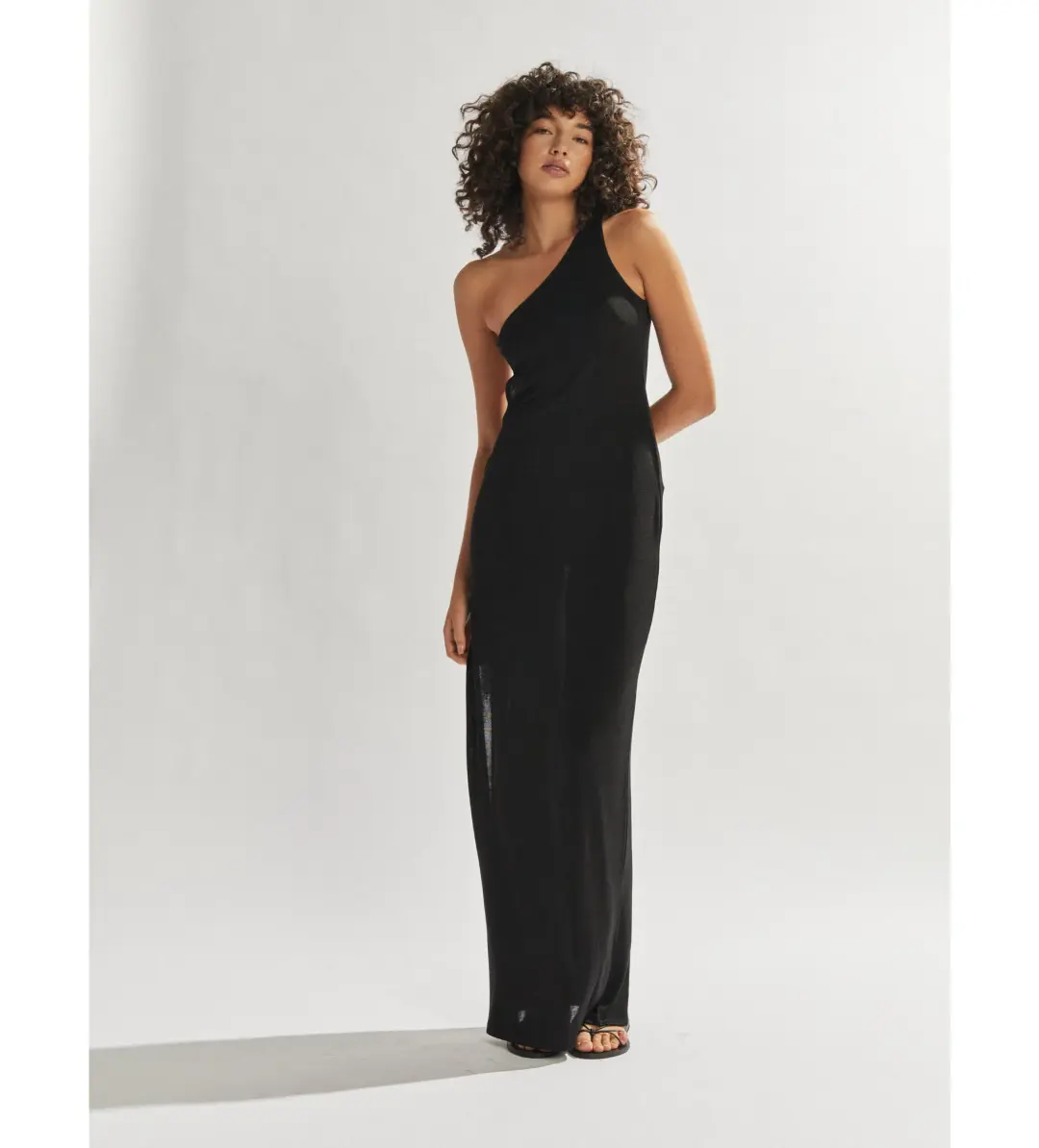 One Mile The Label Katie One Shoulder Dress Black Size 6 for rent on The Volte - main image