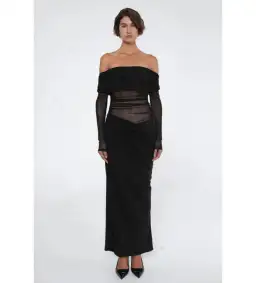 Benni Yasmin Off Shoulder Maxi Dress Black Size 8 for rent on The Volte - image 2