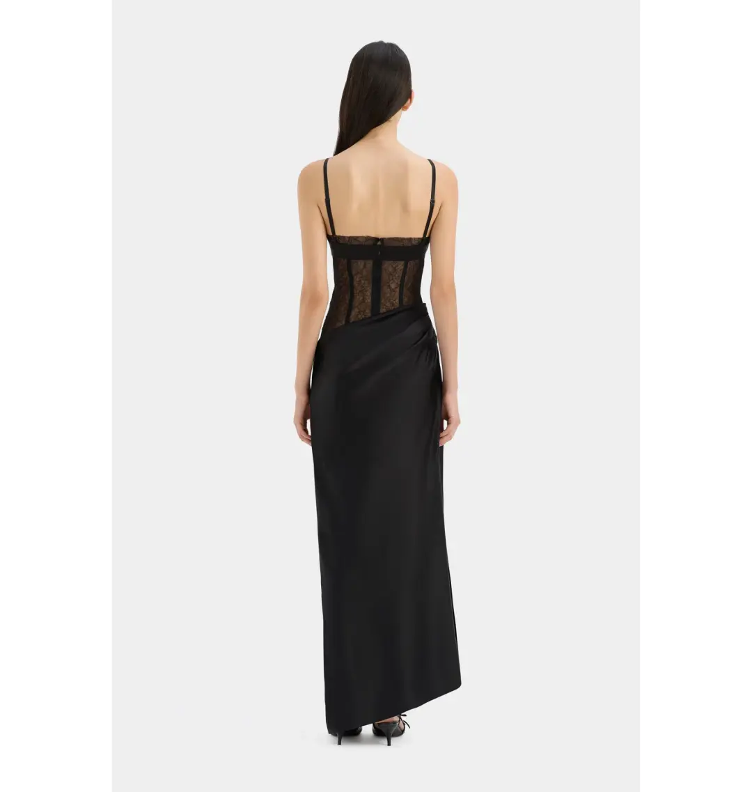 Sir the Label Dunya Draped Gown Black Size AU 10 for rent on The Volte - main image