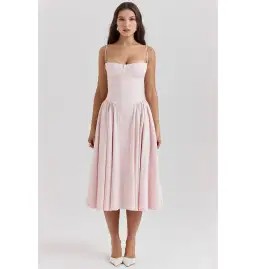 House Of CB Samaria Corset Midi Dress Ballerina Pink Size XS / AU 6 for rent on The Volte - image 1