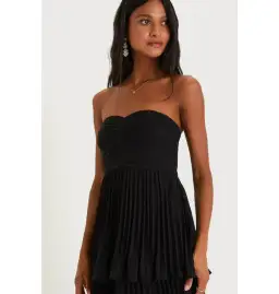 Lulus Seriously Sensational Strapless Tiered Maxi Dress Black Size AU 6 for rent on The Volte - image 3