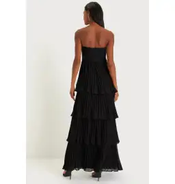 Lulus Seriously Sensational Strapless Tiered Maxi Dress Black Size AU 6 for rent on The Volte - image 4