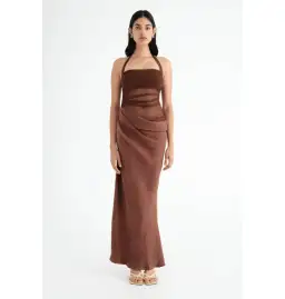 Benni Gina Maxi Dress Chocolate Size AU 8