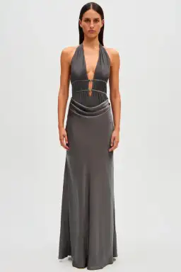 Misha Celine Satin Maxi Dress Pewter Size 10 for rent on The Volte - image 2