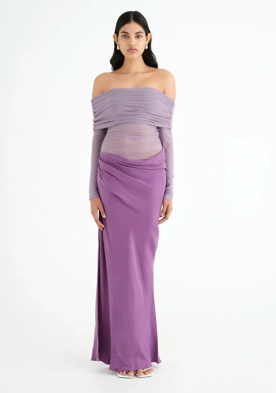Benni Yasmin Off Shoulder Maxi Dress Vintage Orchid Purple Size 10 - Image 1