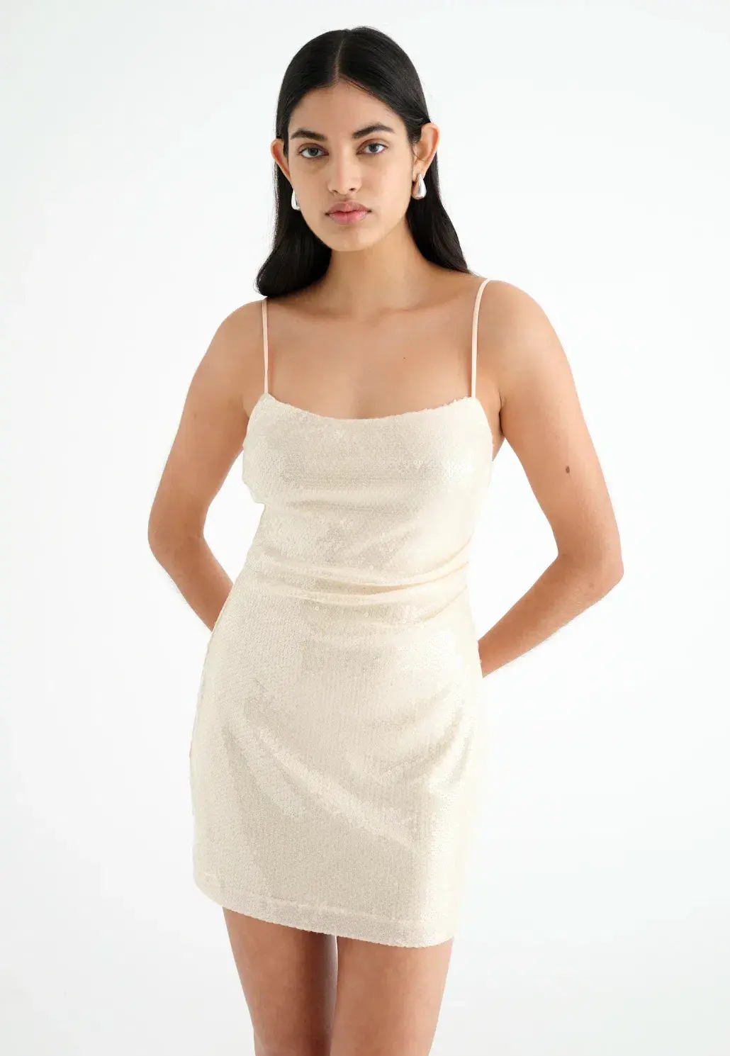 Benni Juliano Sequin Mini Dress Light Toffee Size 10 for rent on The Volte - main image