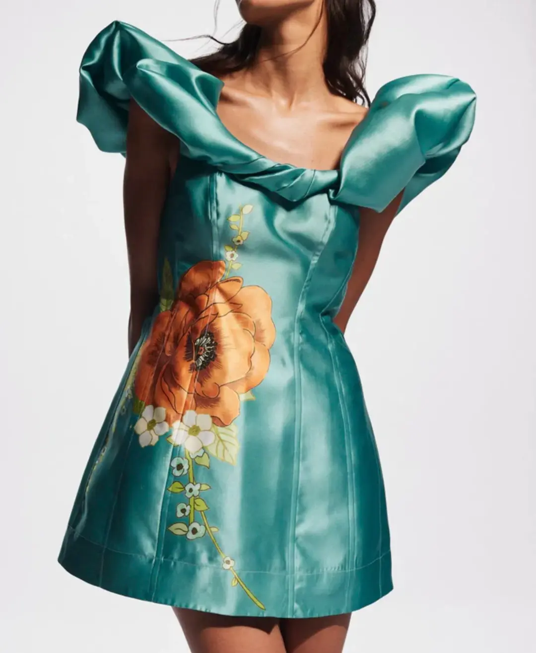 Alemais Regent Jade Mini Dress Floral Size 12 for rent on The Volte - main image