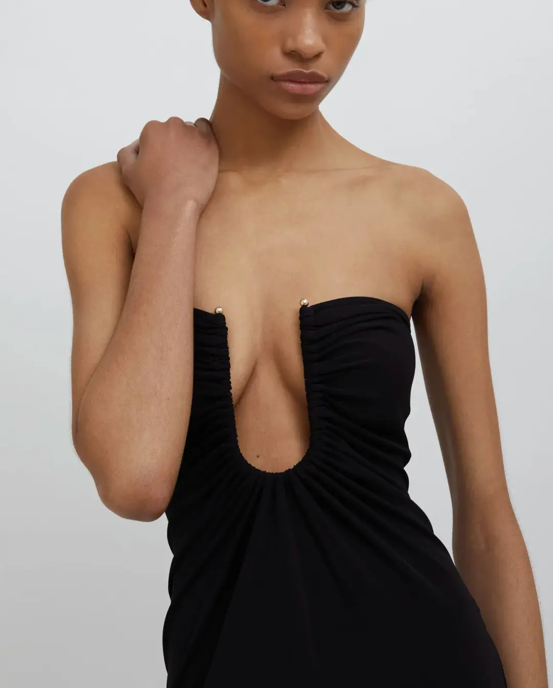 Christopher Esber Arced Palm Strapless Dress Black Size 8 for rent on The Volte - main image