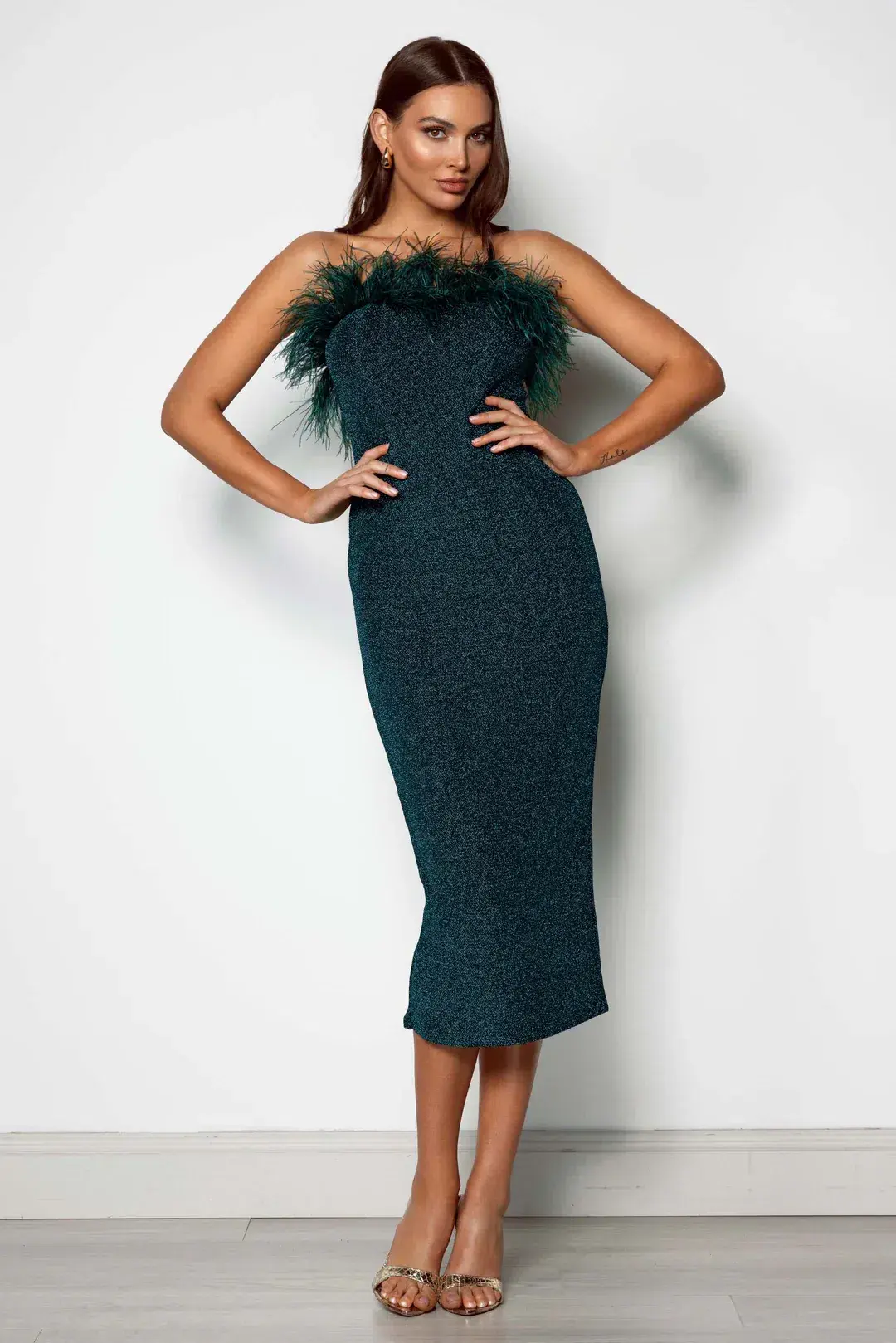 Elle Zeitoune Jain Midi Dress Emerald Green Size 8 for rent on The Volte - main image