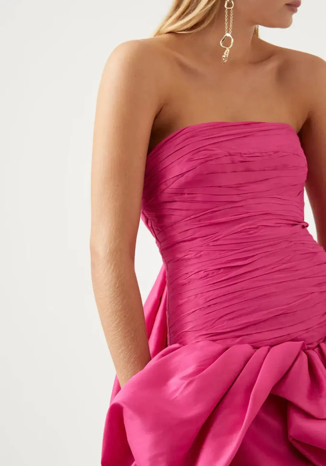 Aje Piacere Strapless Bow Detailed Satin Mini Dress Pink Size AU 8 for rent on The Volte - main image