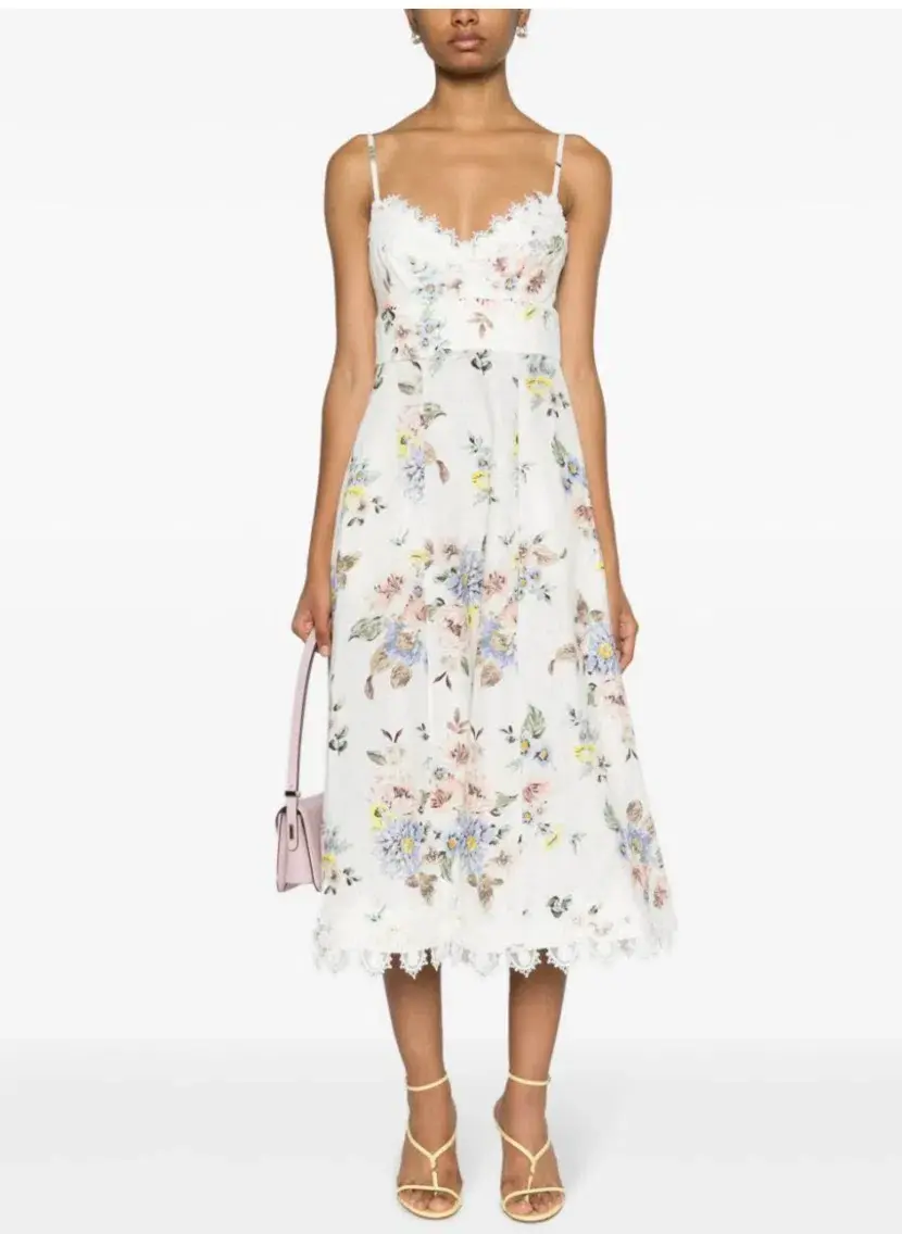 Zimmermann Appliqué Picnic Dress Blue Floral Size 1/Au 10 for rent on The Volte - main image