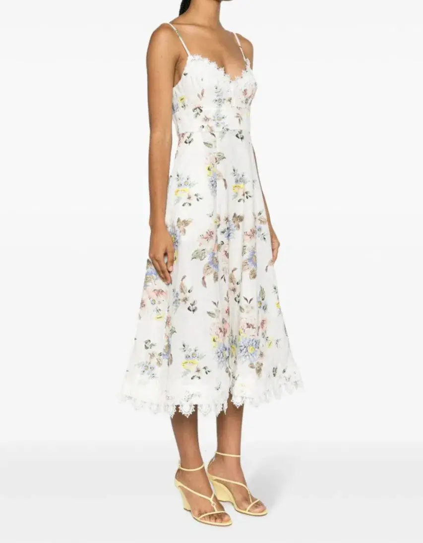 Zimmermann Appliqué Picnic Dress Blue Floral Size 1/Au 10 for rent on The Volte - main image