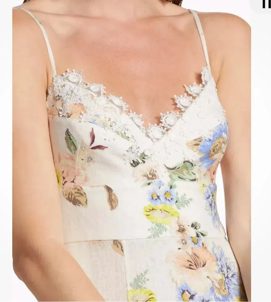 Zimmermann Appliqué Picnic Dress Blue Floral Size 1/Au 10 for rent on The Volte - main image