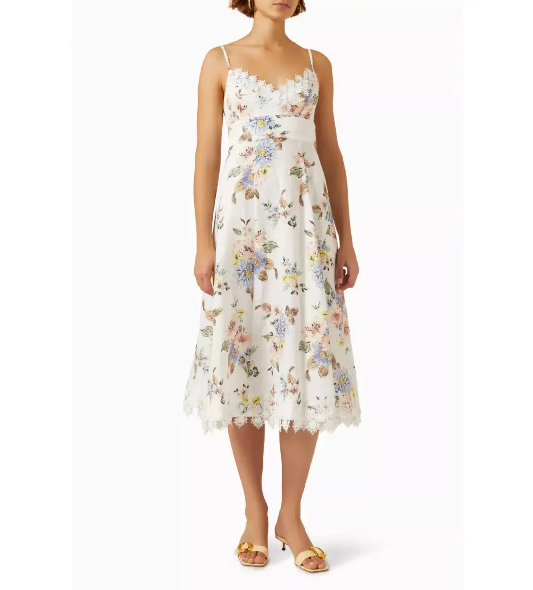 Zimmermann Appliqué Picnic Dress Blue Floral Size 1/Au 10 for rent on The Volte - main image