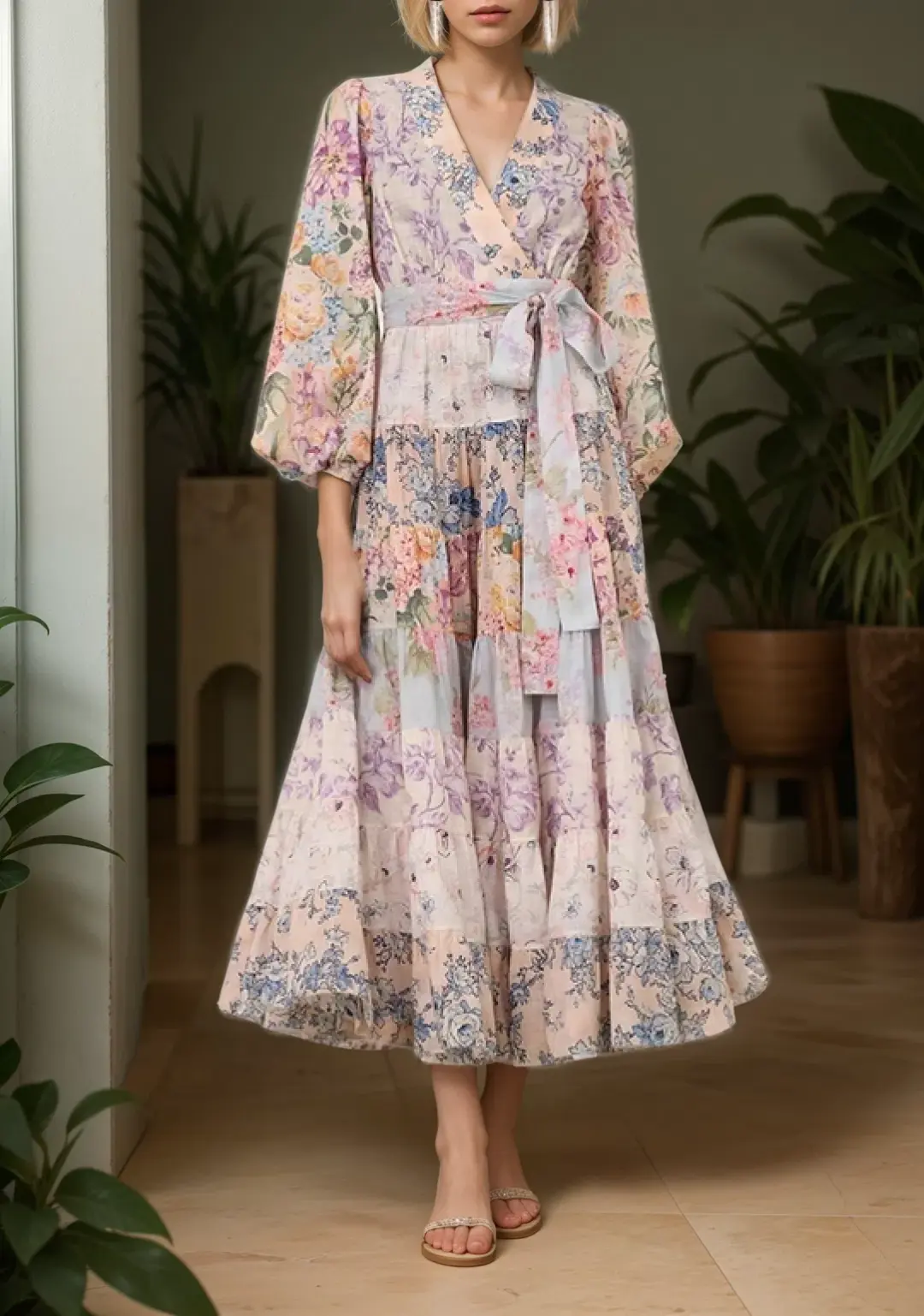 Zimmermann The Halliday Tiered Midi Dress in Spliced Size 4 / AU 16 for rent on The Volte - main image