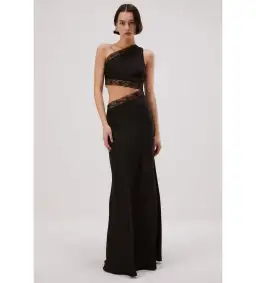 Misha Jillian Satin Maxi Dress Black Size 8 for rent on The Volte - image 1